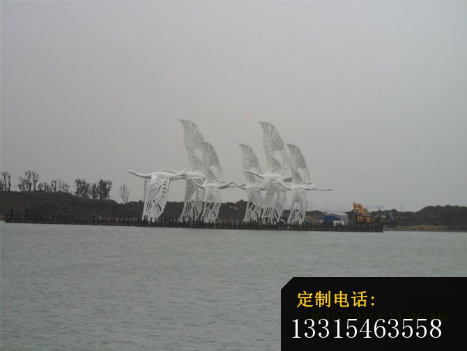 不锈钢白鹭雕塑，不锈钢动物雕塑 (1)_670*503