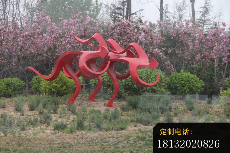 不锈钢抽象赛跑的人物雕塑，公园不锈钢雕塑 (2)_800*533