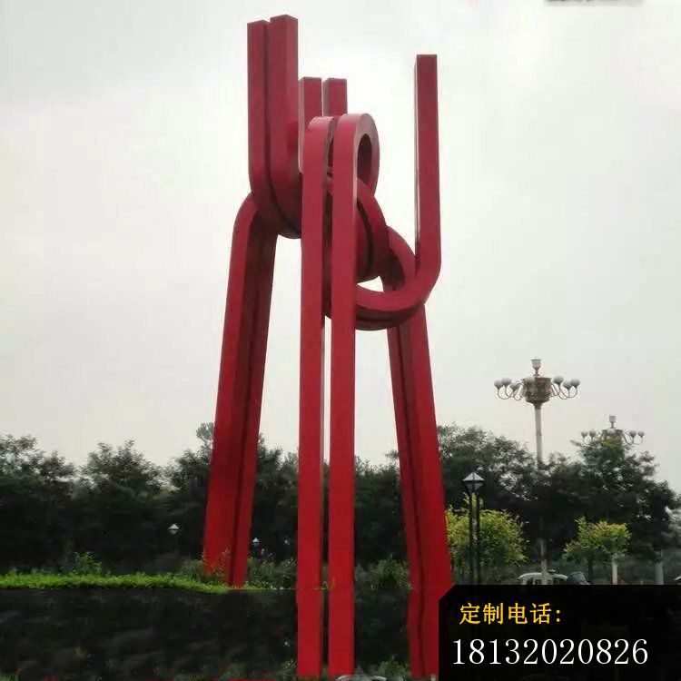 不锈钢抽象团结的筷子广场景观雕塑_750*750