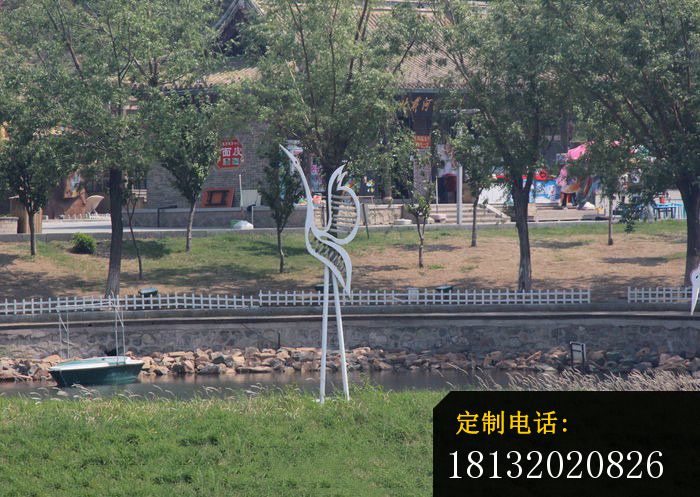 不锈钢抽象仙鹤 公园抽象动物雕塑_700*497