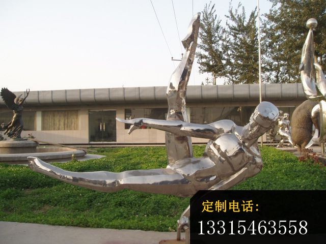 不锈钢鞍马雕塑，公园运动不锈钢雕塑_640*480