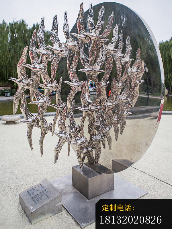 一群鸽子雕塑 不锈钢动物雕塑_600*800