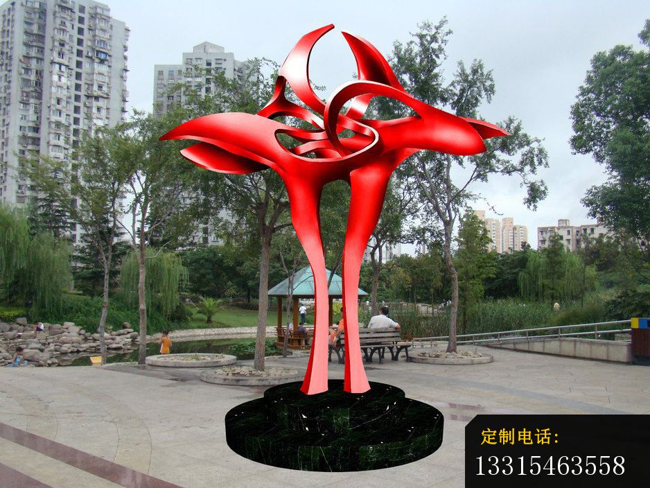 不锈钢抽象花朵雕塑，公园不锈钢雕塑_938*704