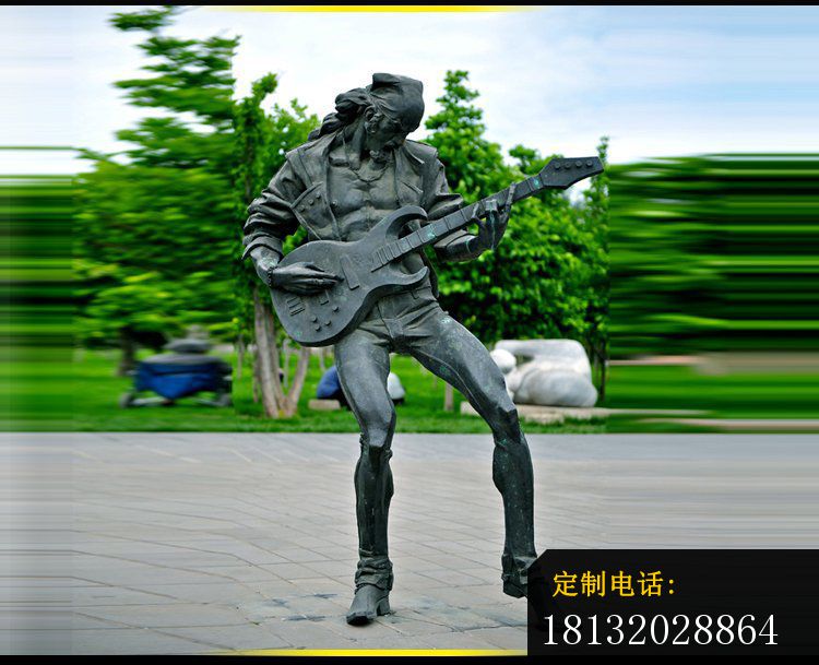 弹吉他的人物雕塑，公园景观摆件_750*609