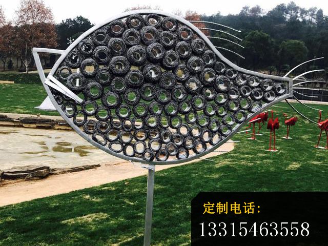 不锈钢抽象鱼，公园不锈钢雕塑_640*480