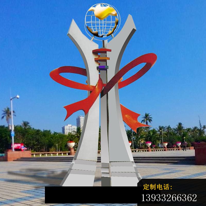 不锈钢抽象环球雕塑 企业不锈钢雕塑_800*800