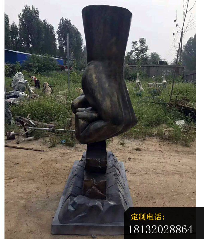 反腐廉政文化拳头雕塑，政府单位景观雕塑 (3)_682*800
