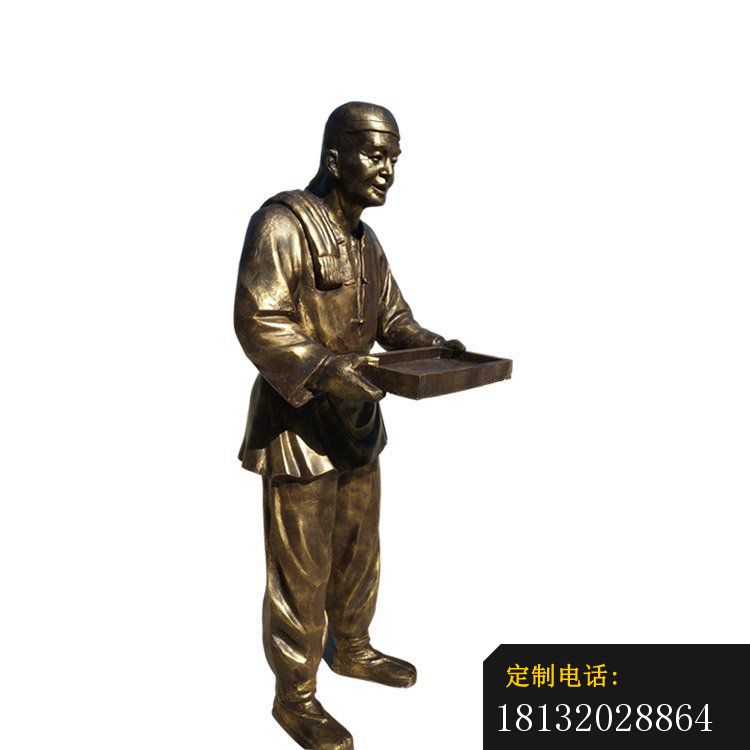 仿铜迎宾人雕塑，步行街景观小品雕塑 (1)_750*750