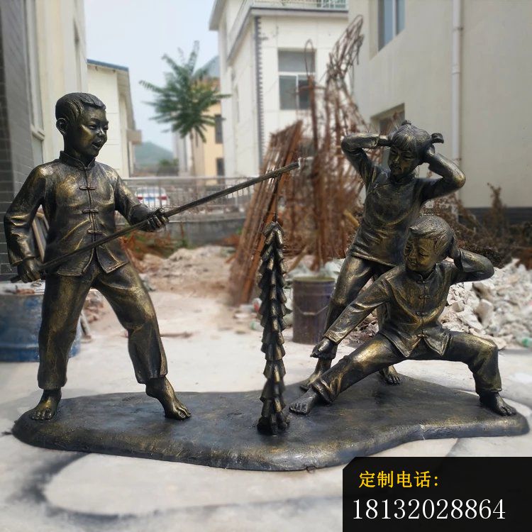 放鞭炮的儿童雕塑，公园人物雕塑 (1)_750*750
