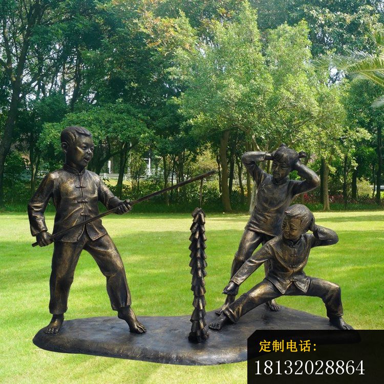 放鞭炮的儿童雕塑，公园人物雕塑 (3)_750*750