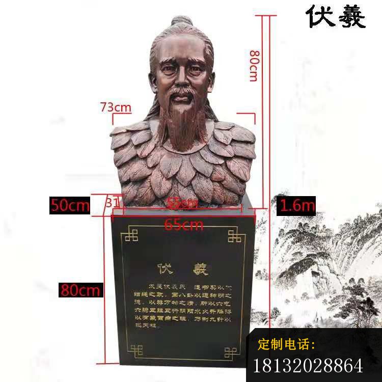 伏羲半身像人物铜雕，古代人物雕塑 (2)_750*750
