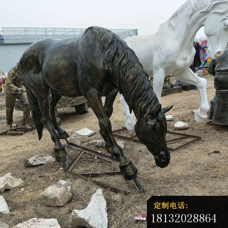 公园动物雕塑 ，低头马雕塑 (3)_750*750