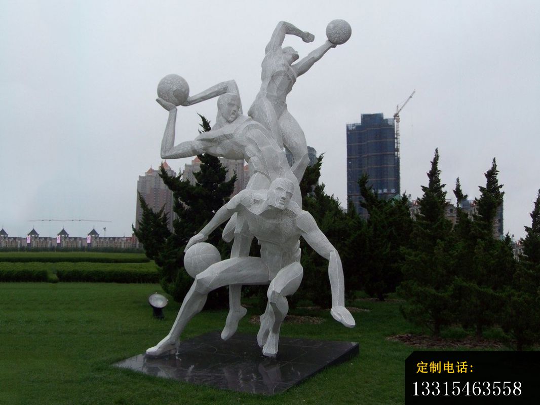 不锈钢打篮球雕塑，公园不锈钢雕塑_1066*799
