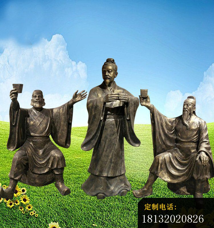 刘关张桃园三结义铜雕_750*800