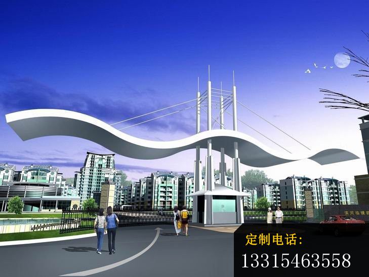 不锈钢大门雕塑，小区不锈钢雕塑_729*547