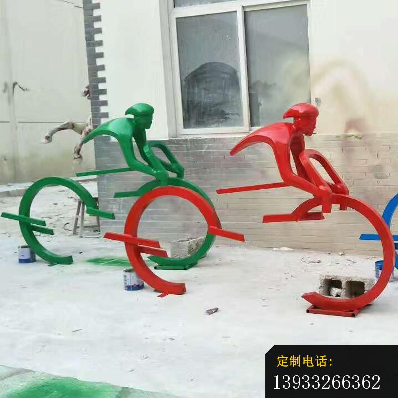 不锈钢抽象骑单车人物雕塑，公园不锈钢景观雕塑_800*800