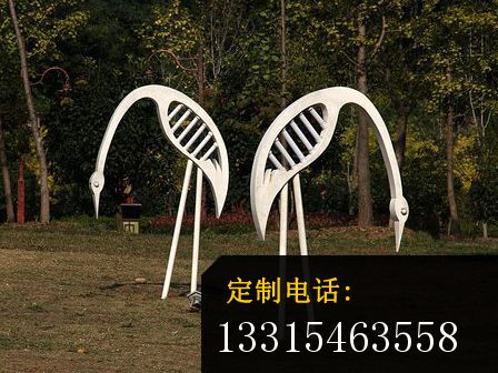不锈钢丹顶鹤雕塑，不锈钢抽象动物雕塑 (1)_448*336
