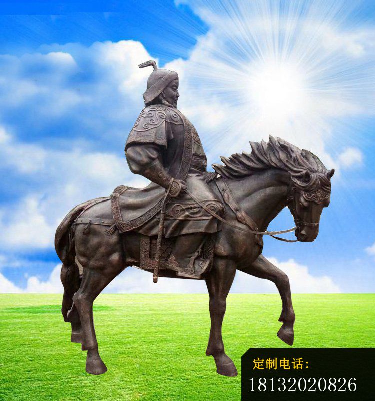 骑马成吉思汗铜雕_750*800