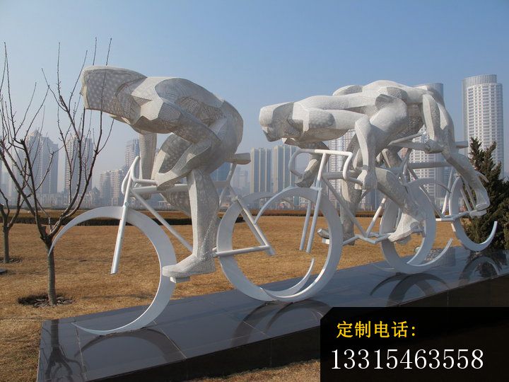 自行车比赛雕塑，不锈钢运动雕塑_720*540