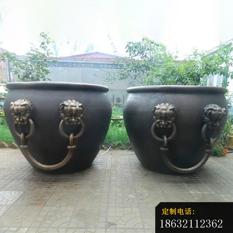 铜雕水缸，寺庙景观雕塑 (6)_800*800