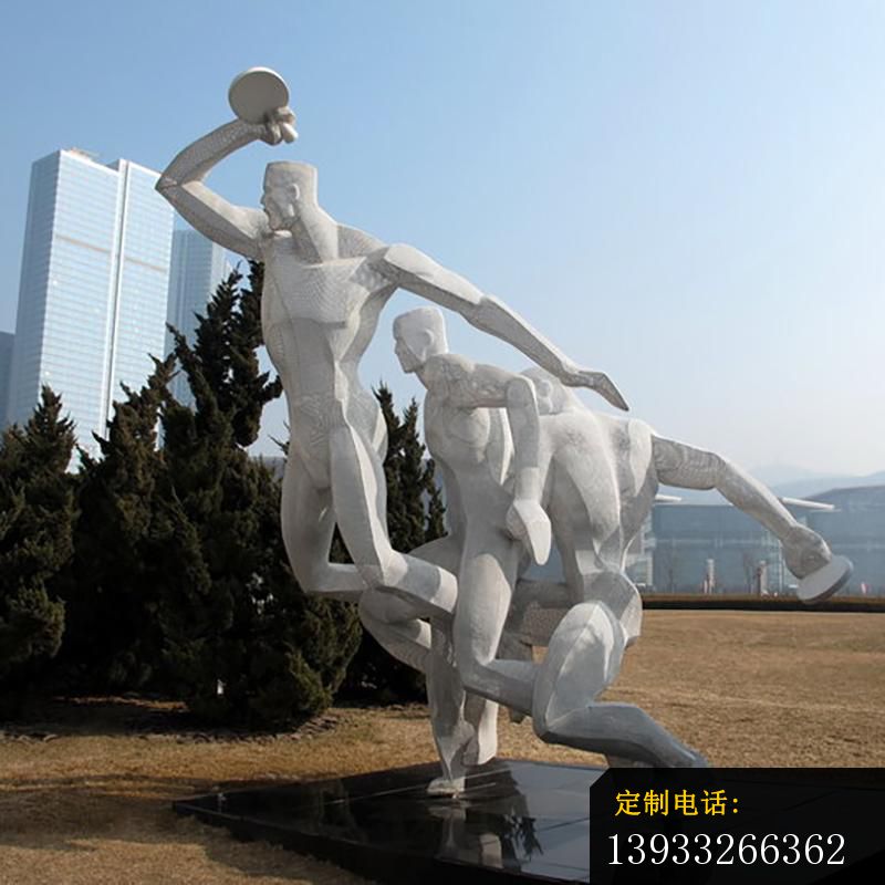 不锈钢打乒乓球抽象人物雕塑_800*800