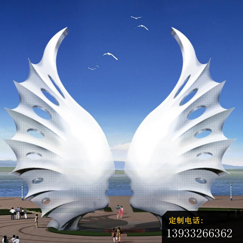 城市不锈钢大型抽象翅膀雕塑_800*800