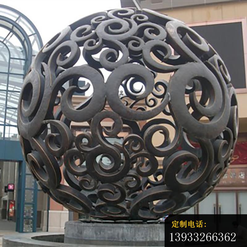 商场门口不锈钢发光镂空球雕塑_800*800