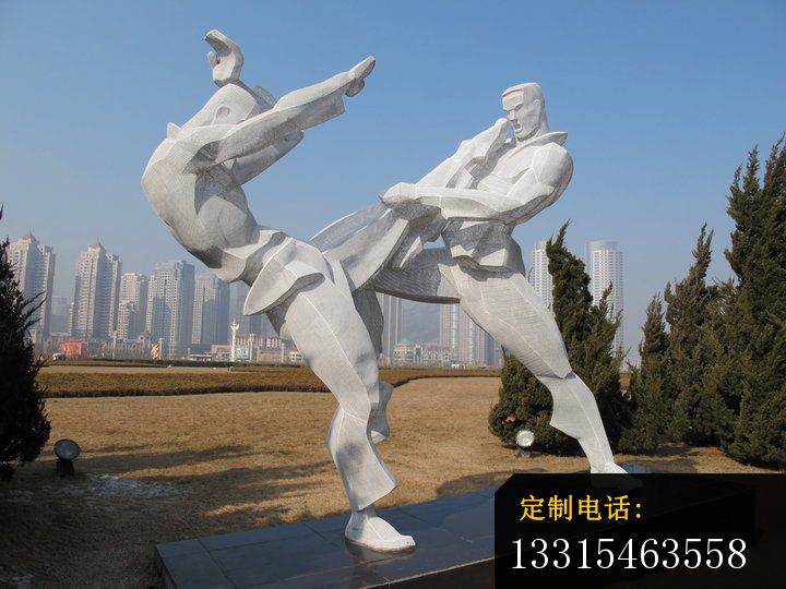 武术雕塑，不锈钢抽象人物_720*540