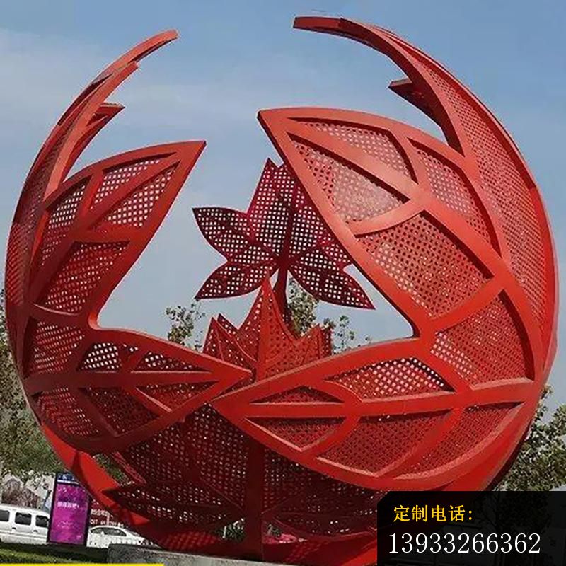 公园不锈钢枫叶球景观雕塑_800*800