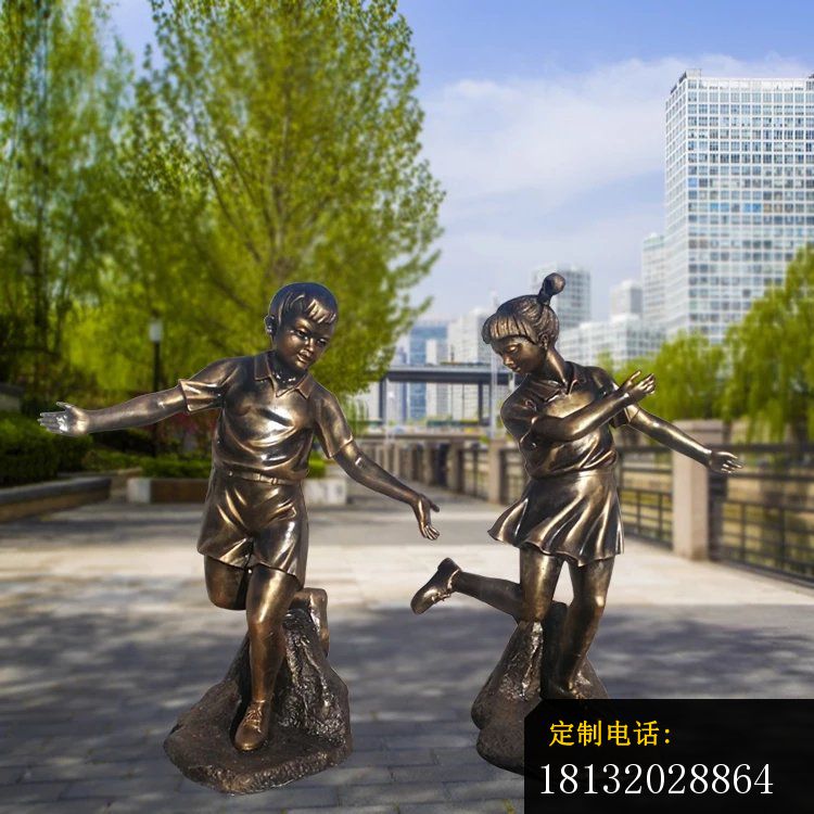 公园人物雕塑 ，编花篮儿童雕塑 (1)_750*750
