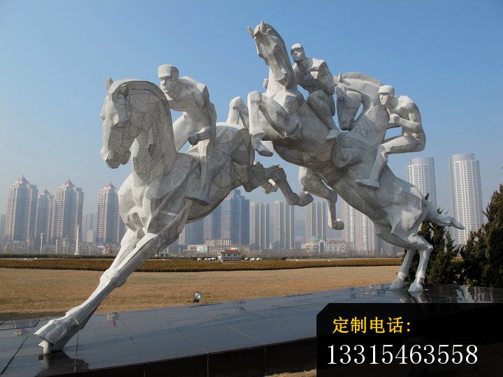 骑马比赛雕塑，不锈钢运动雕塑_720*540