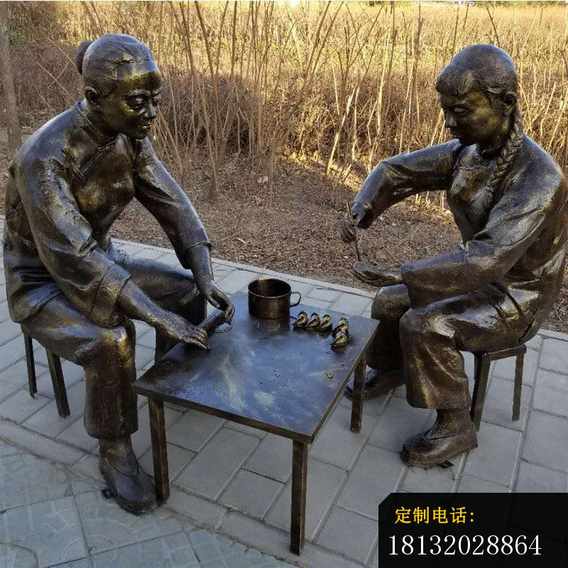 公园人物雕塑，包饺子雕塑 (2)_800*800