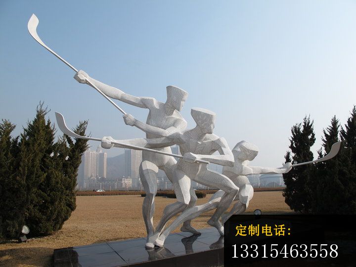 曲棍球比赛雕塑，不锈钢运动雕塑_720*540