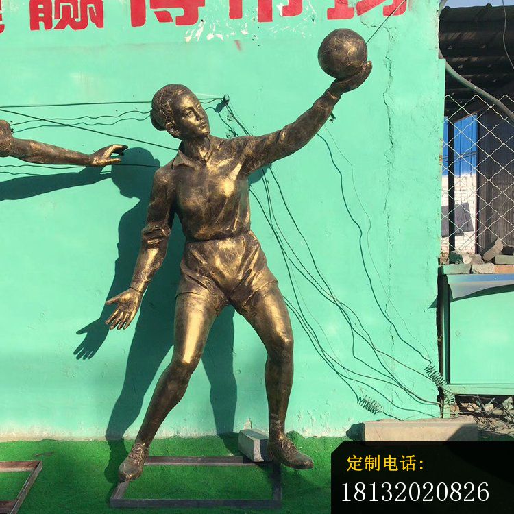 铜雕打排球学生    校园人物雕塑_750*750
