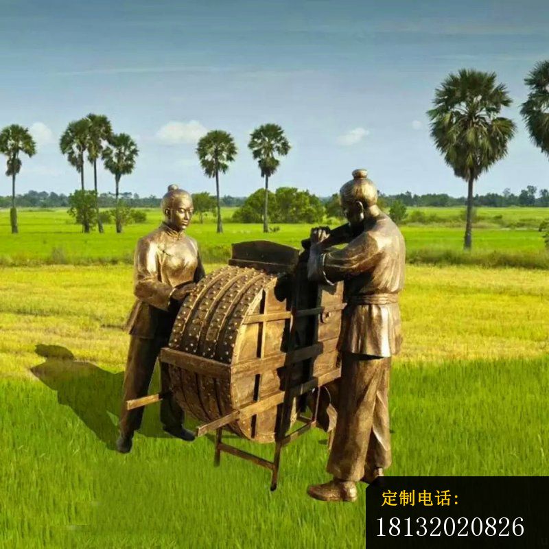铜雕大丰收   老式民间人物雕塑_800*800