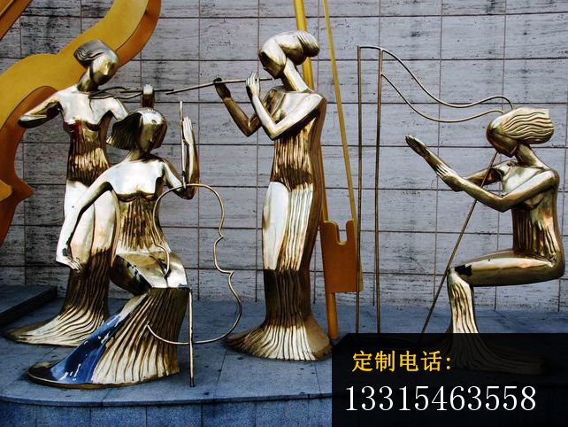 乐章雕塑，不锈钢抽象人物雕塑_642*482