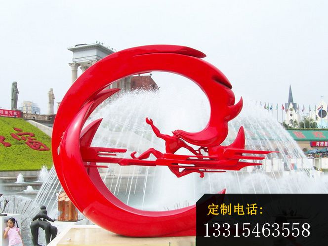 夸父逐日雕塑，广场不锈钢雕塑_664*498