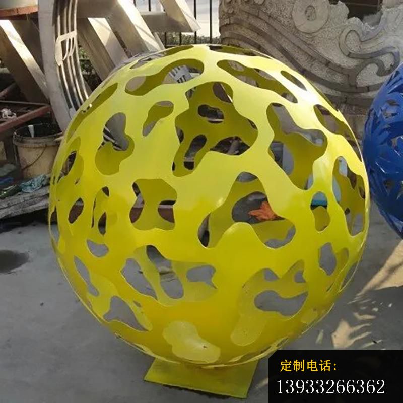 公园黄色不锈钢花球景观雕塑_800*800