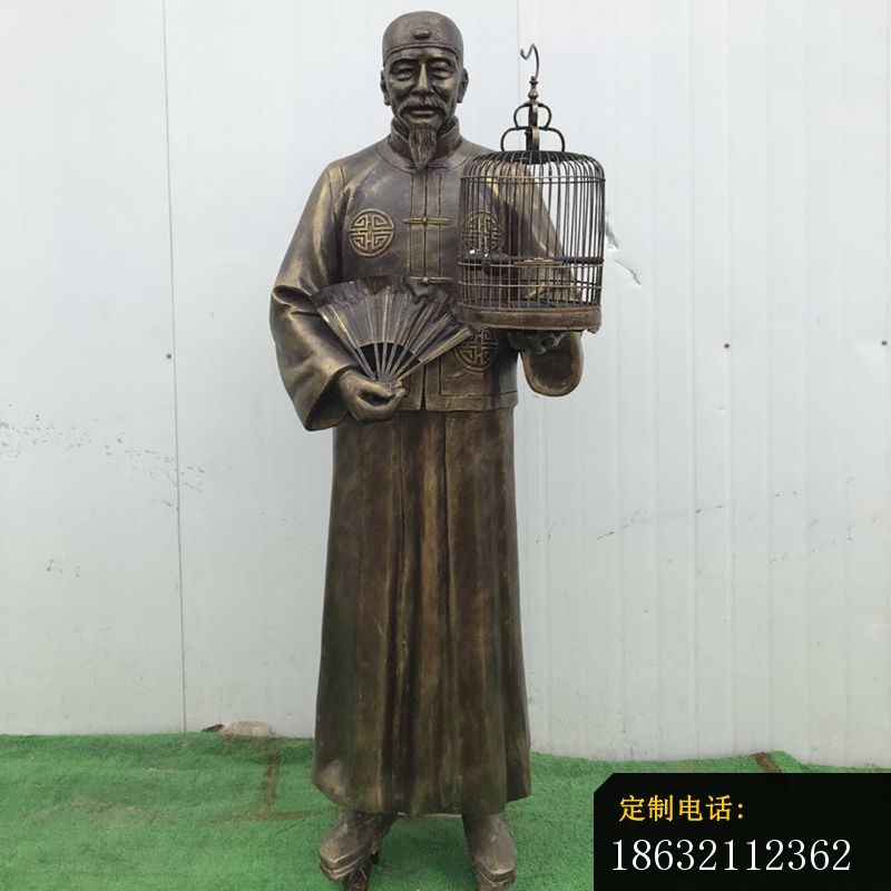 遛鸟人物铜雕 (3)_800*800