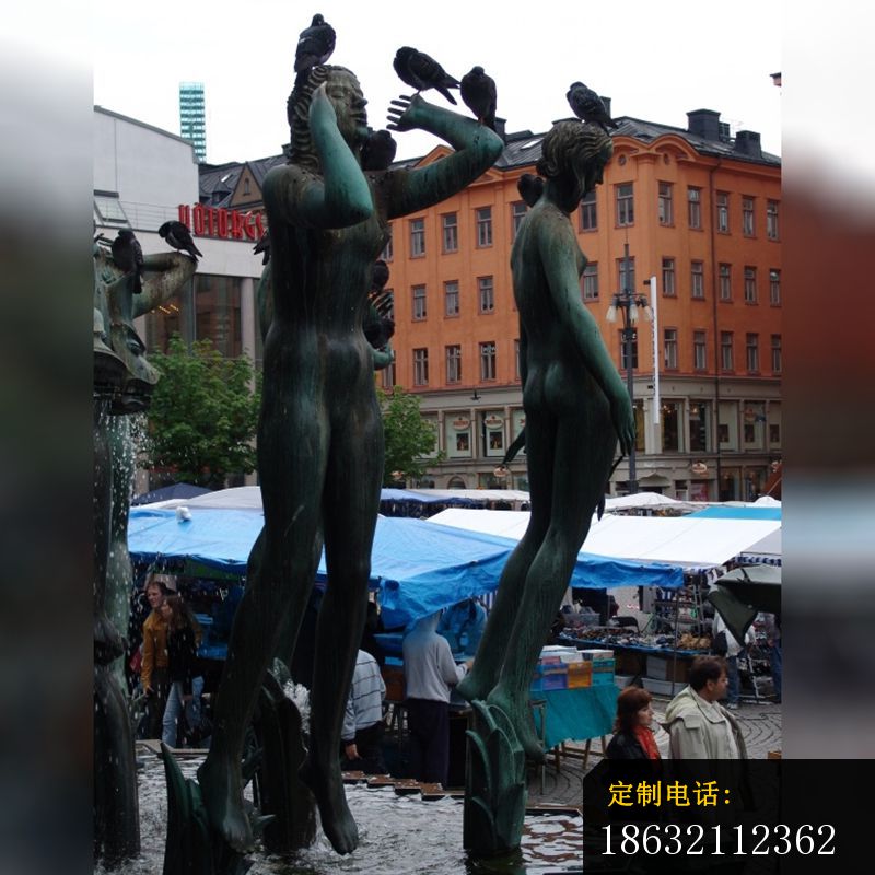 美女与鸽子铜雕，广场人物铜雕 (4)_800*800