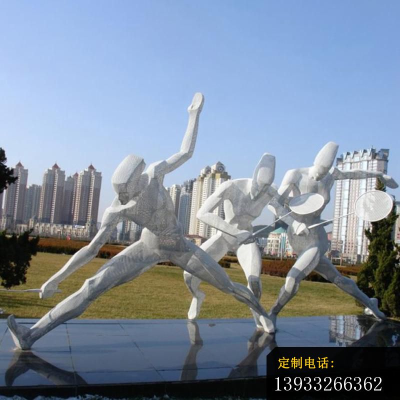公园不锈钢运动抽象人物雕塑_800*800