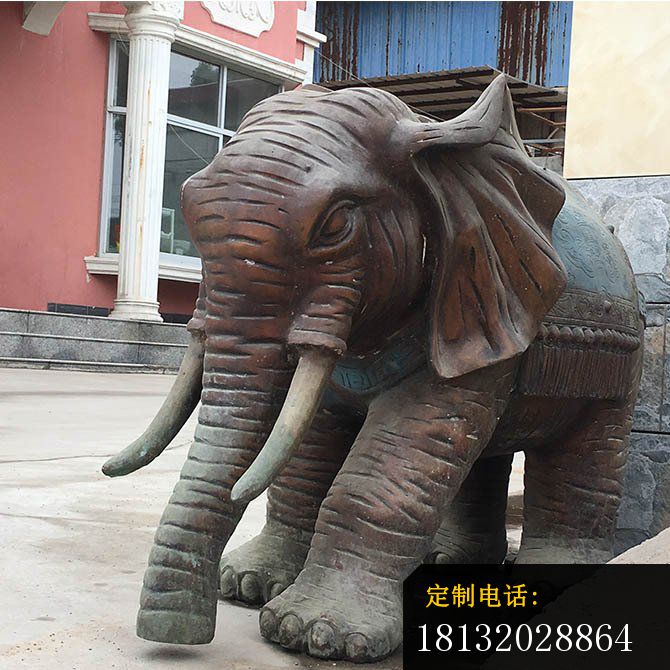 动物大象铜雕公园雕塑摆件 (1)_670*670