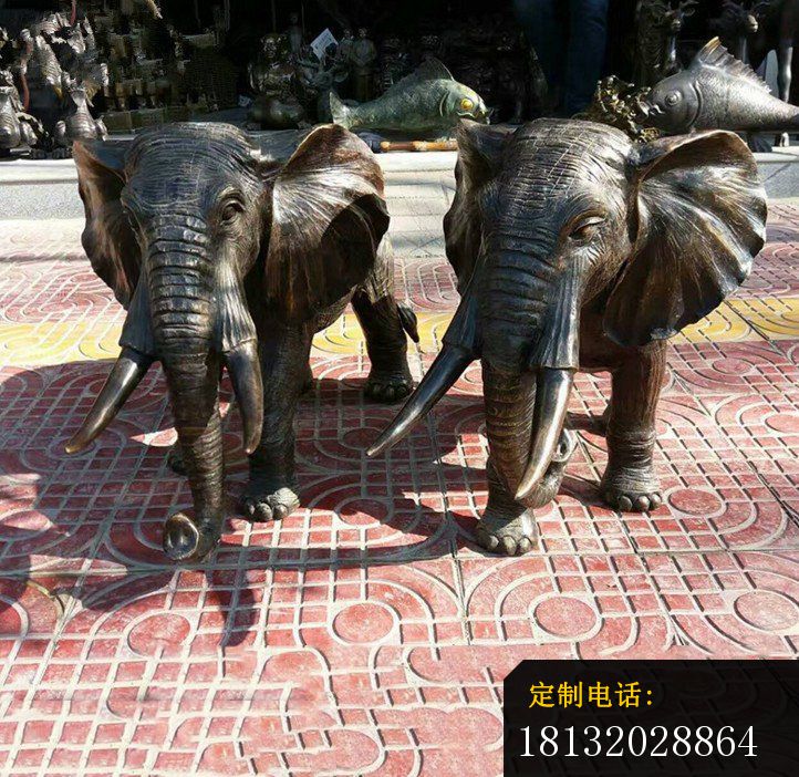 动物大象铜雕公园雕塑摆件 (2)_722*702