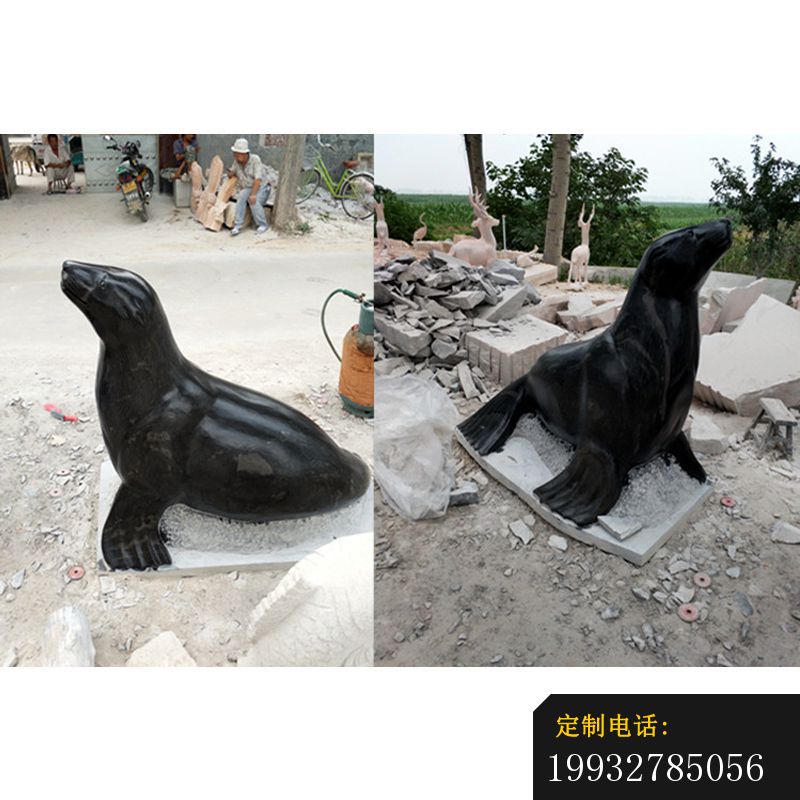 海豹石雕，大理石动物雕塑_800*800