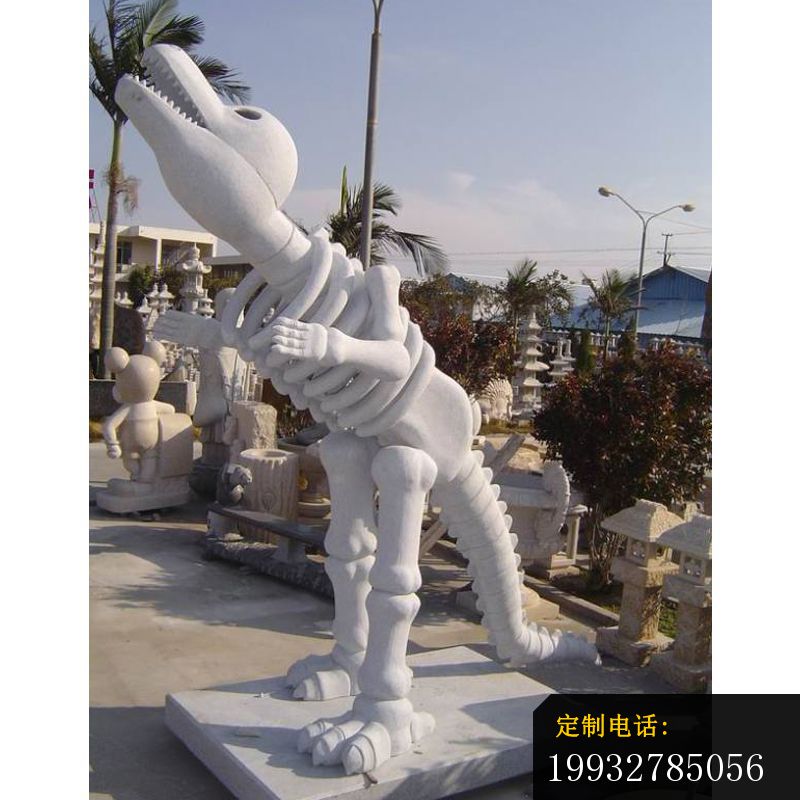 恐龙石雕，抽象恐龙雕塑，恐龙骨架雕塑_800*800