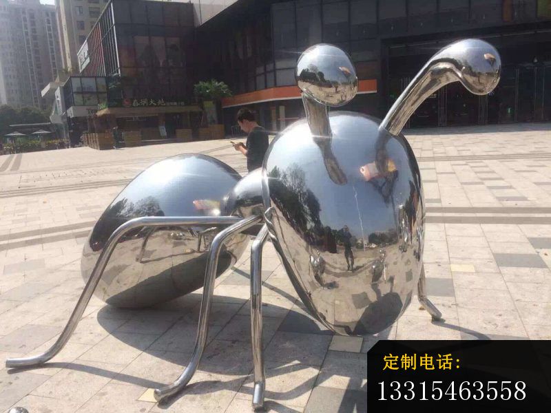 广场动物雕塑，不锈钢蚂蚁雕塑_800*600