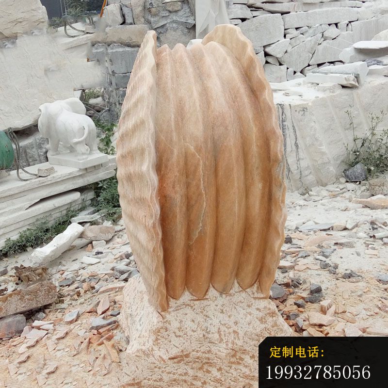 晚霞红河蚌雕塑，海边景观石雕 (5)_800*800