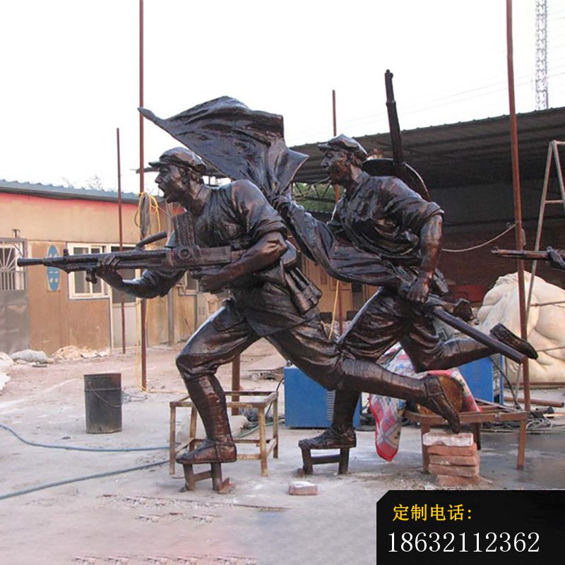 玻璃钢战士雕塑，仿铜人物雕塑_800*800