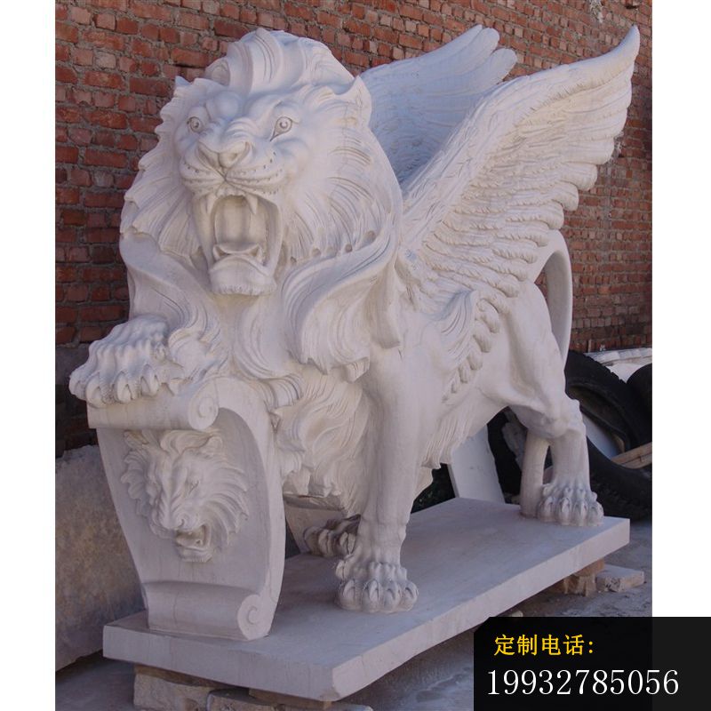 飞狮石雕，汉白玉飞狮雕塑_800*800