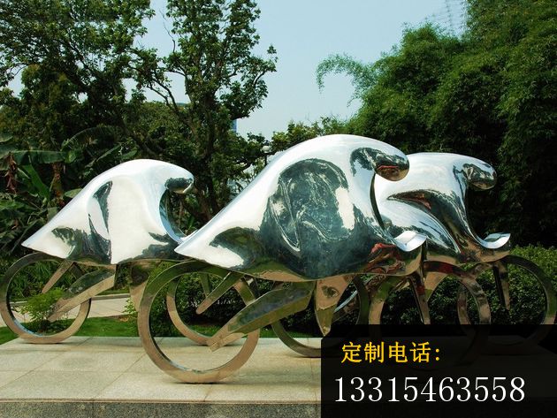 公园赛车雕塑，不锈钢运动雕塑_630*473